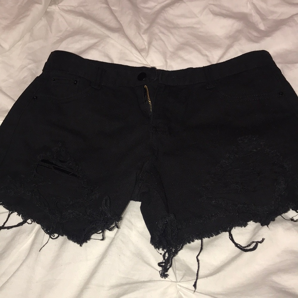 SHEIN black ripped shorts